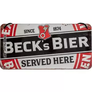 Vægophæng i blik 10x20cm Becks-Label Served Here-1