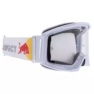 Red Bull Spect Eyewear Strive baltas motociklistu brilles caurspīdīgas/caurspīdīgas + caurspīdīgs stikls-1