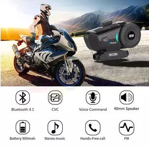 SCS S-9 Bluetooth 500m interkom pro motocykly 1 helma-15