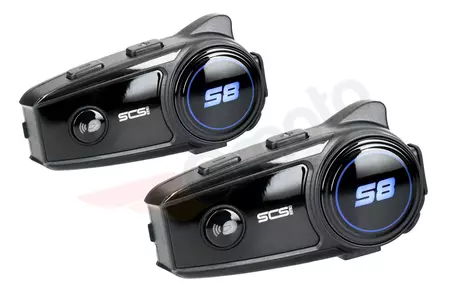 SCS S-8 Bluetooth 500m motorcykel intercoms 2 hjälmar - SCS S-8