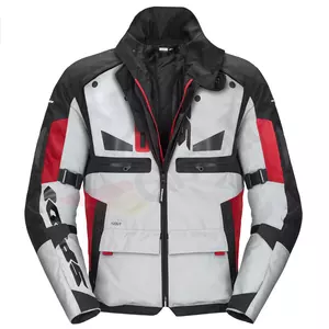 Spidi Crossmaster H2Out textilná bunda na motorku čierna, sivá a červená XL - D288-497-XL