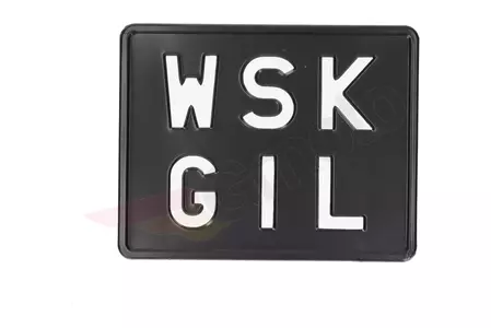 Plaque d'immatriculation WSK GIL noire - 671247