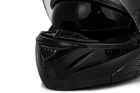 Vini Atakama žandikaulio motociklininko šalmas juodas blizgus S-10