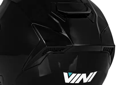 Vini Atakama žandikaulio motociklininko šalmas juodas blizgus S-12
