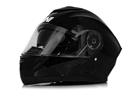 Vini Atakama mandíbula casco de moto negro brillante M-3