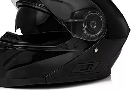 "Vini Atakama" žandikaulio motociklininko šalmas juodas blizgus XL-11