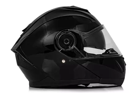 "Vini Atakama" žandikaulio motociklininko šalmas juodas blizgus XL-4