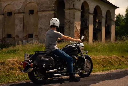 "Vini Corse" atviras motociklininko šalmas baltas blizgus XS-13
