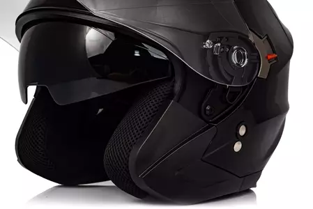 "Vini Corse" atviras motociklininko šalmas blizgiai juodas XS-11