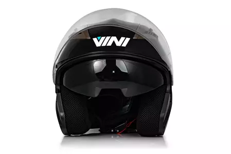 "Vini Corse" atviras motociklininko šalmas blizgiai juodas XS-4