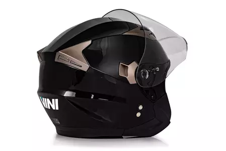 "Vini Corse" atviras motociklininko šalmas blizgiai juodas XS-7