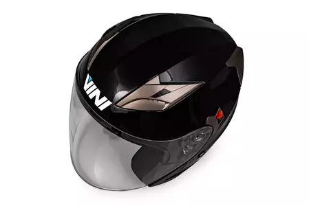 "Vini Corse" atviras motociklininko šalmas blizgiai juodas XS-9