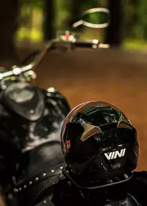 Vini Corse åben motorcykelhjelm sort højglans S-13