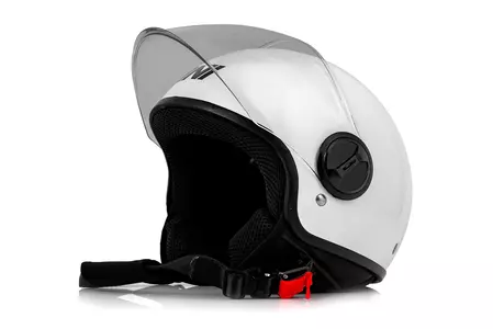 Vini Bazz motociklista ķivere ar atvērtu seju balta spīdīga XS-2