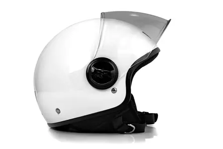 Capacete de motociclista de face aberta Vini Bazz branco brilhante XS-4