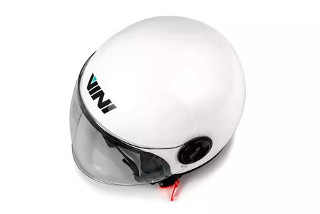 Capacete de motociclista de face aberta Vini Bazz branco brilhante XS-7