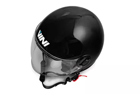 "Vini Bazz" atviro veido motociklininko šalmas blizgiai juodas M-7