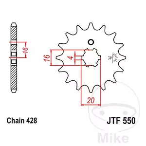 Μπροστινό γρανάζι JT JTF550.16, 16z μέγεθος 428 - JTF550.16