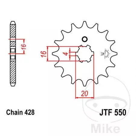 Pinion față JT JT JTF550.16, 16z dimensiune 428-2