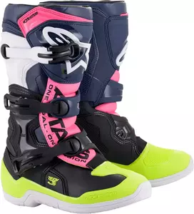 Alpinestars Tech 3S Copii pantofi de cross/enduro galben fluo/negru/roz/verde 6-1