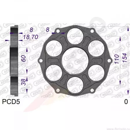 Afam PCD5 adapter voor achtertandwiel Ducati Panigale V2 20-23 - PCD5