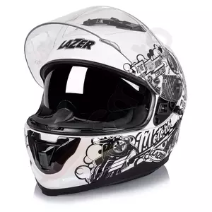 Lazer Rafale Evo Stickerbomb capacete integral de motociclista branco preto prata vermelho XL