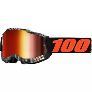 Lunettes de moto 100% Percent modèle Accuri 2 Geospace couleur noir/blanc/orange verre rouge miroir - 50221-251-01