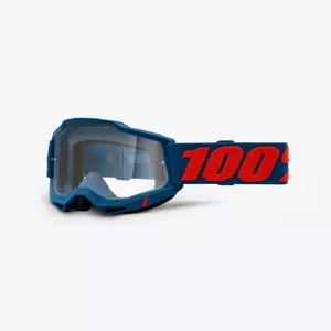 Motorbril 100% Procent model Accuri 2 Odeon kleur blauw/rood heldere lens - 50221-101-25
