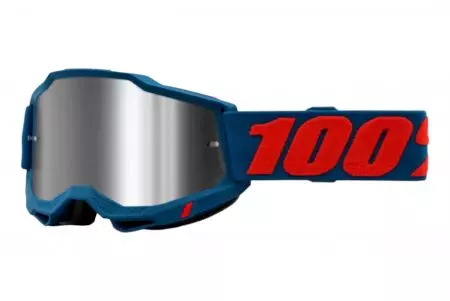 Gafas de moto 100% Percent modelo Accuri 2 Odeon color azul/rojo cristal plata espejo-1