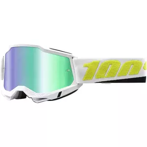 Óculos de proteção para motociclistas 100% Percentagem modelo Accuri 2 Peyote cor branco/preto/amarelo vidro verde espelho - 50221-260-01