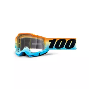 Motorcykelbriller 100% procent model Accuri 2 Youth Sunset farve blå/orange/sort gennemsigtigt glas - 50320-101-03