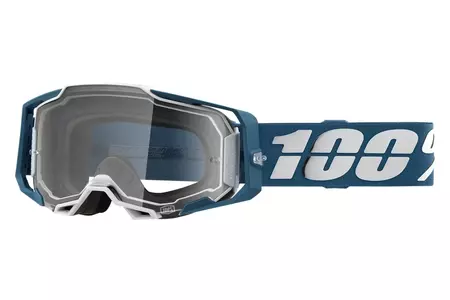 Γυαλιά μοτοσικλέτας 100% Ποσοστό μοντέλο Armega Albar χρώμα μπλε/ασημί διαφανές γυαλί - 50721-101-11