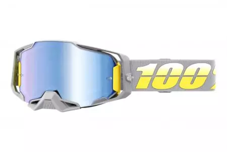 Brýle na motorku 100% procento model Armega Complex barva šedá/žlutá sklo modré zrcátko-1