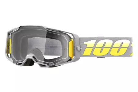 Γυαλιά μοτοσικλέτας 100% Ποσοστό μοντέλο Armega Complex χρώμα γκρι/κίτρινο διαφανές γυαλί - 50721-101-10