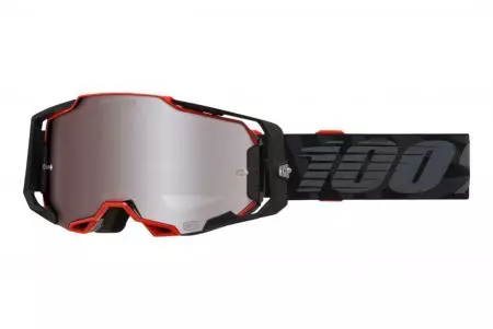 Motoros szemüveg 100% százalékos modell Armega HiPER szín fekete/piros/szürke üveg ezüst tükör-1
