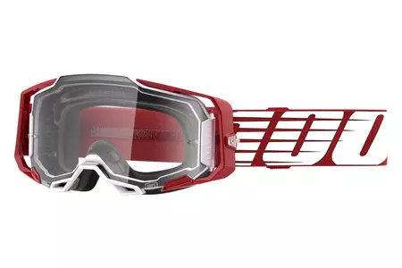 Motorcykelbriller 100% procent model Armega Oversized Deep Sky farve rød/hvid/grå klar linse - 50721-101-02