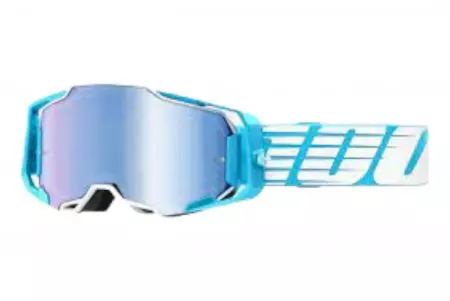 Brýle na motorku 100% procento model Armega Oversized Deep Sky barva modrá/bílá sklo modré zrcadlo-1