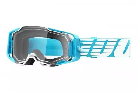 Motociklininko akiniai 100% procentų modelis Armega Oversized Deep Sky spalva mėlyna/balta skaidrus stiklas-1