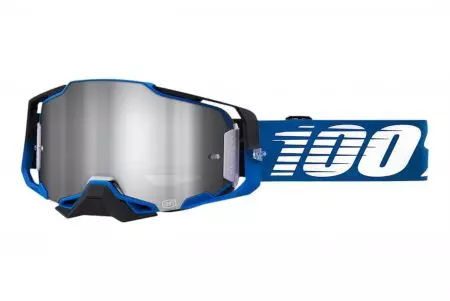 Motorbril 100% Procent model Armega Rockchuck kleur blauw/zwart/wit glas zilver spiegel-1
