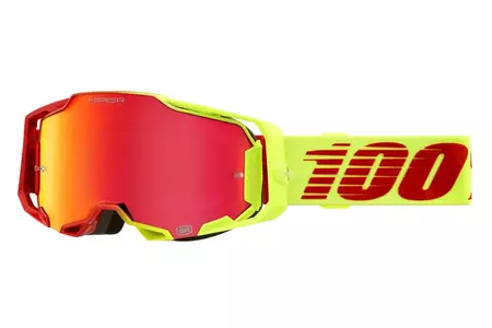 Motorcykelbriller 100% procent Armega Solaris model gul/rød spejlrødt glas-1