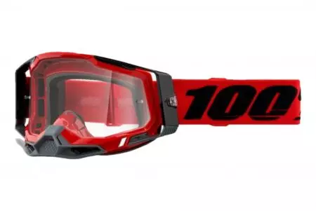 Motociklininko akiniai 100% procentų modelis Racecraft 2 raudonos/juodos spalvos skaidrus stiklas-1