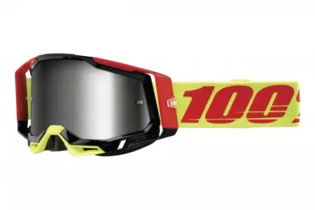 Motocyklové brýle 100% procento model Racecraft 2 Wiz barva černá/žlutá/červená sklo stříbrné zrcátko-1