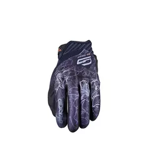 Γυναικεία γάντια μοτοσυκλέτας Five RS-3 Evo Lady flower μαύρο και μοβ 7-1