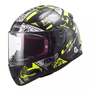 LS2 FF353 RAPID MINI VIGNETTE PRETO H-V YEL S capacete integral de motociclista para crianças - AK10353J30543