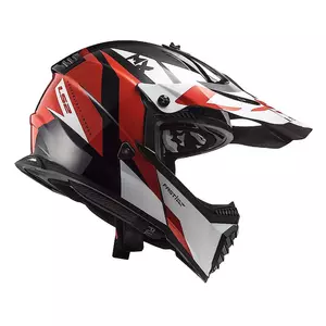 LS2 MX437 FAST EVO MINI STRIKE PRETO BRANCO VERMELHO L capacete de motociclismo de enduro para crianças-3