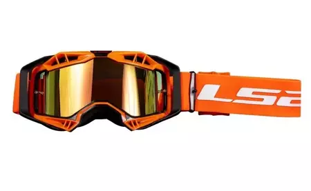 LS2 Aura Pro sort-orange motorcykelbriller med spejlglas-1