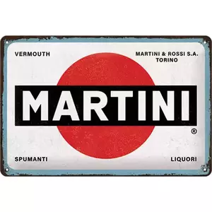 Póster de hojalata 20x30cm Logotipo Martini blanco-1