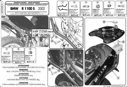 Kappa K6810 support de coffre central BMW R1100 S 2002 - K6810