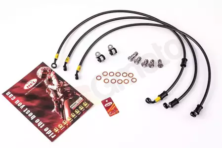 HEL set typ S (3 ks) oceľové opletené brzdové hadičky predné Yamaha XTZ 750-5