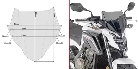 Givi Honda CB 650F 17-18 lisävarusteena oleva sävytetty tuulilasi - A1159
